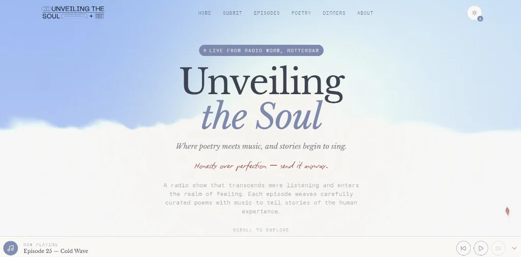 Unveiling the Soul - day theme landing