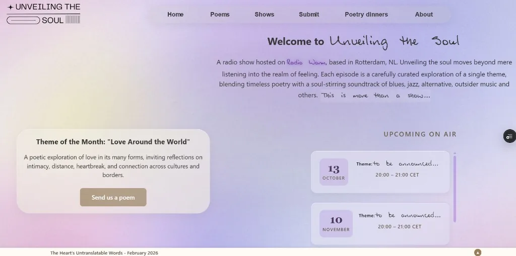 Unveiling the Soul - first website